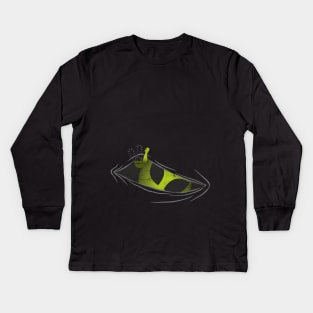 Funny Cute Visitor Alien Looks Out Of Belly Kids Long Sleeve T-Shirt